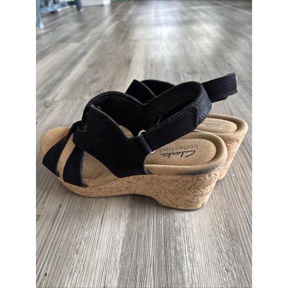 Clarks Women's Collection Wedges Black Sandals US Size 8.5 Comfort - Picture 8 of 10